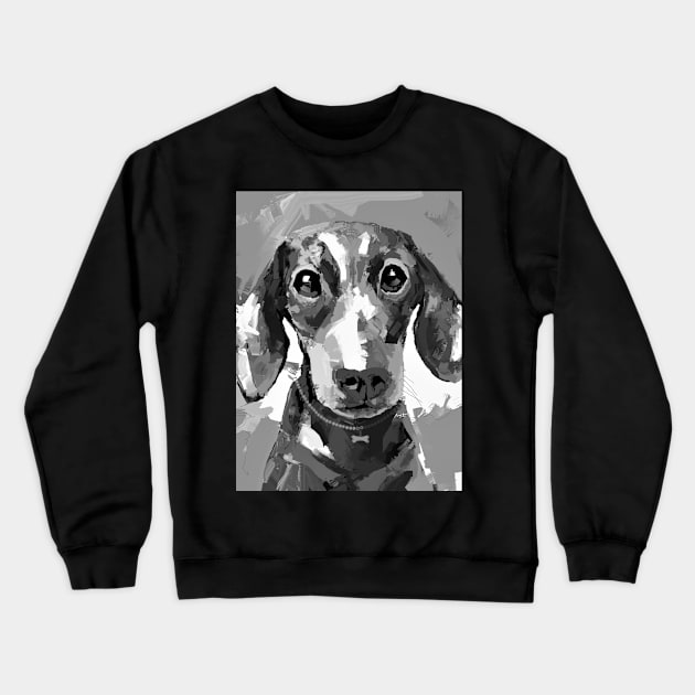 Black and white dachshund Crewneck Sweatshirt by mailsoncello